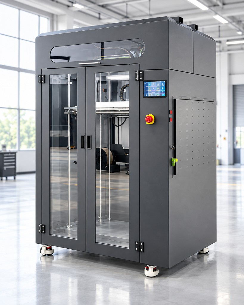 Industrial large-format 3D printer with a large build chamber
